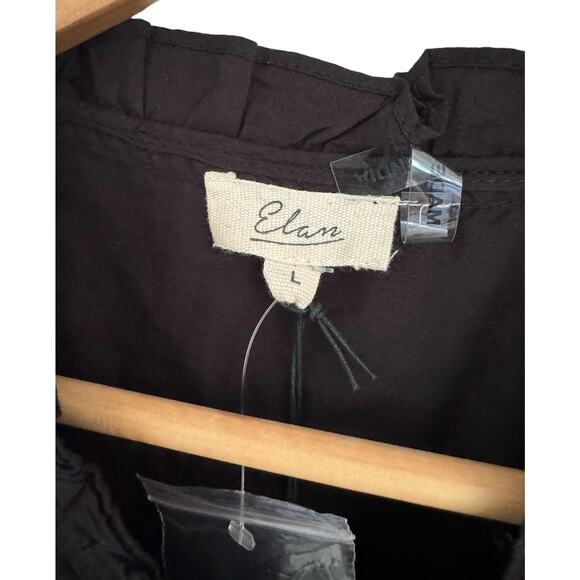 Elan Black Ruffle Sleeve Dress Button Up With Belt Large NWT - Picture 8 of 10